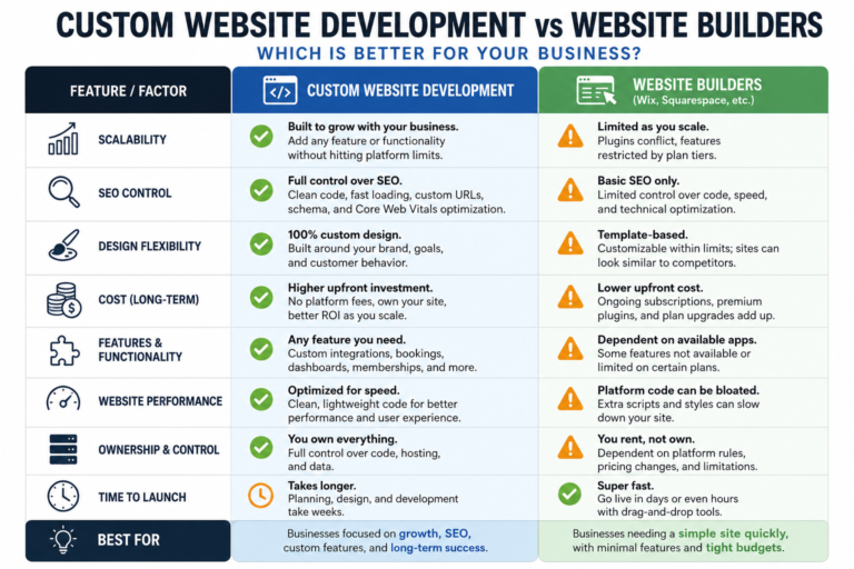 Custom Website Development vs builder