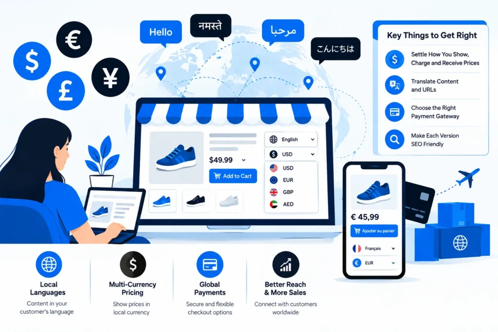 multi currency multi language ecommerce website